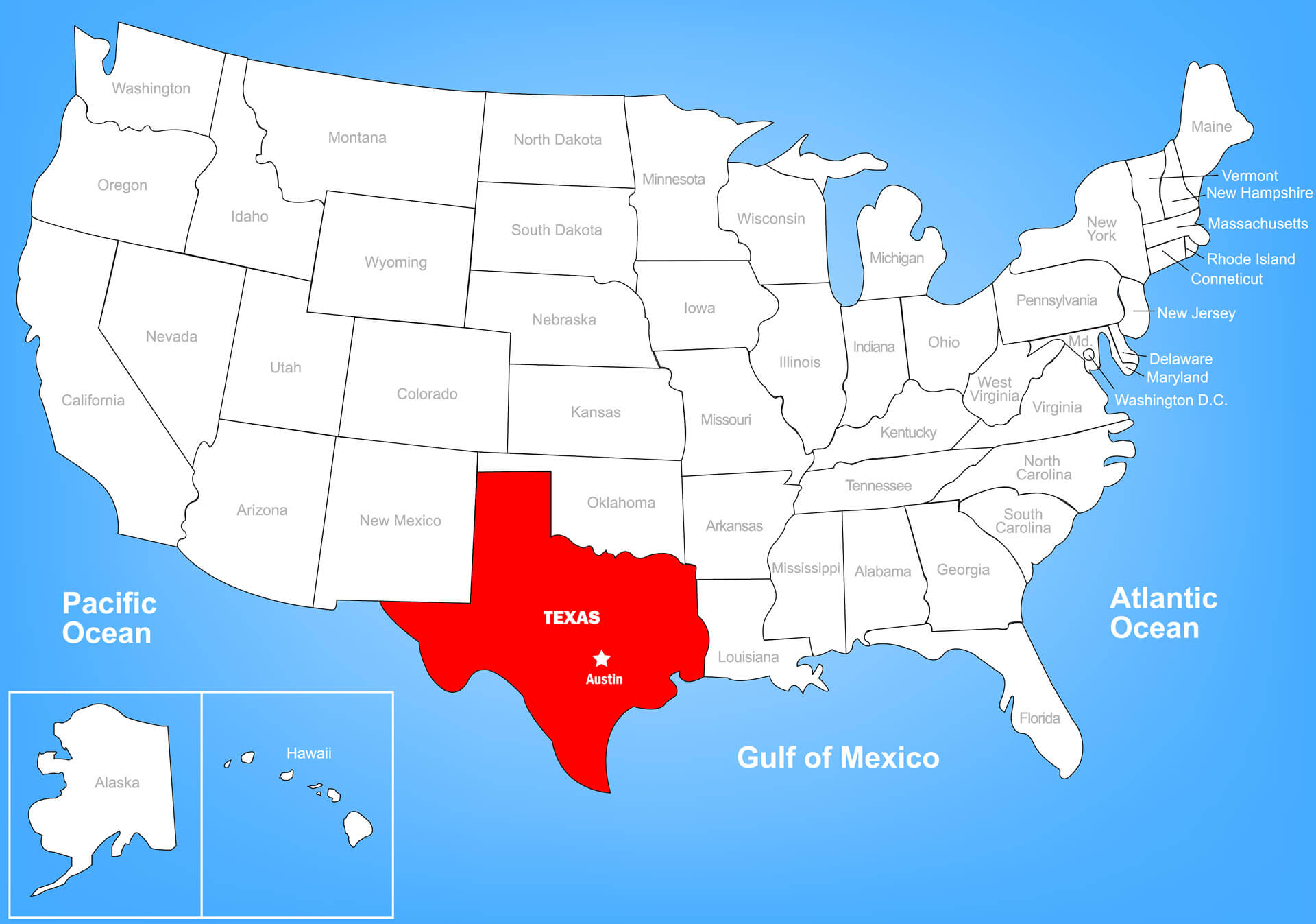 Vector Map of Texas in the United States